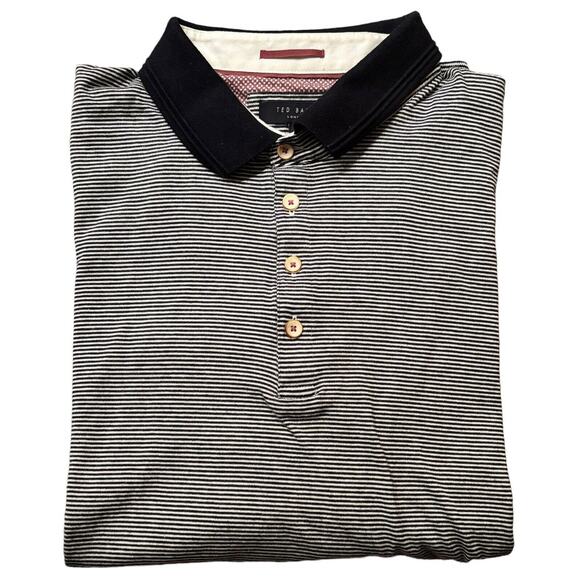 Ted Baker London Men's Navy & White Striped Polo Contrast Collar Size 6 (US XL) - Picture 1 of 9